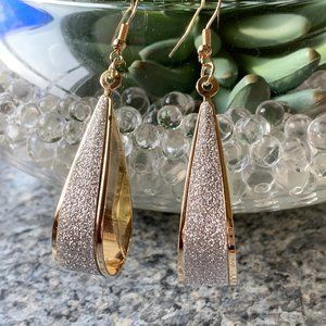 Gold alloy over silver water drop crystal earring